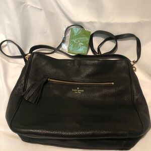 Kate Spade Black Pebble Leather Large Classic 2-Way Shoulder Bag